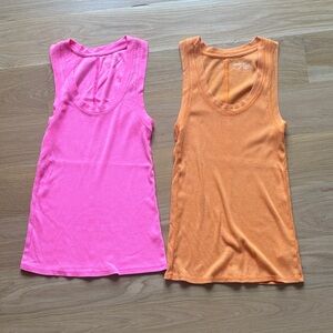Aerie Set of 2 Pink and Orange Vibrant Tank Tops